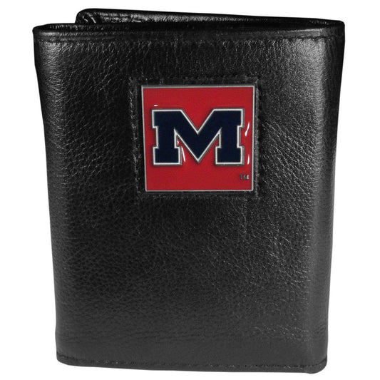 Mississippi Rebels Deluxe Leather Tri-fold Wallet Packaged in Gift Box - Siskiyou Buckle - Flyclothing LLC