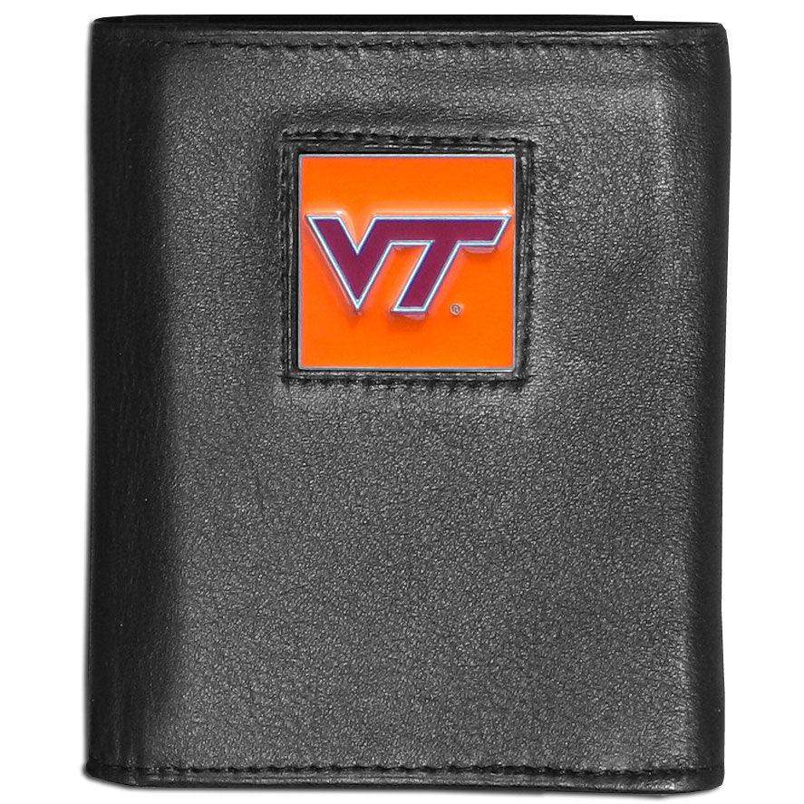 Virginia Tech Hokies Deluxe Leather Tri-fold Wallet - Siskiyou Buckle - Flyclothing LLC
