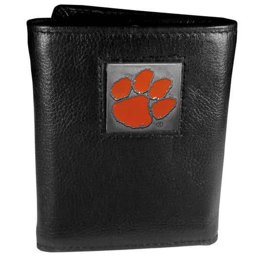 Clemson Tigers Deluxe Leather Tri-fold Wallet - Siskiyou Buckle - Flyclothing LLC