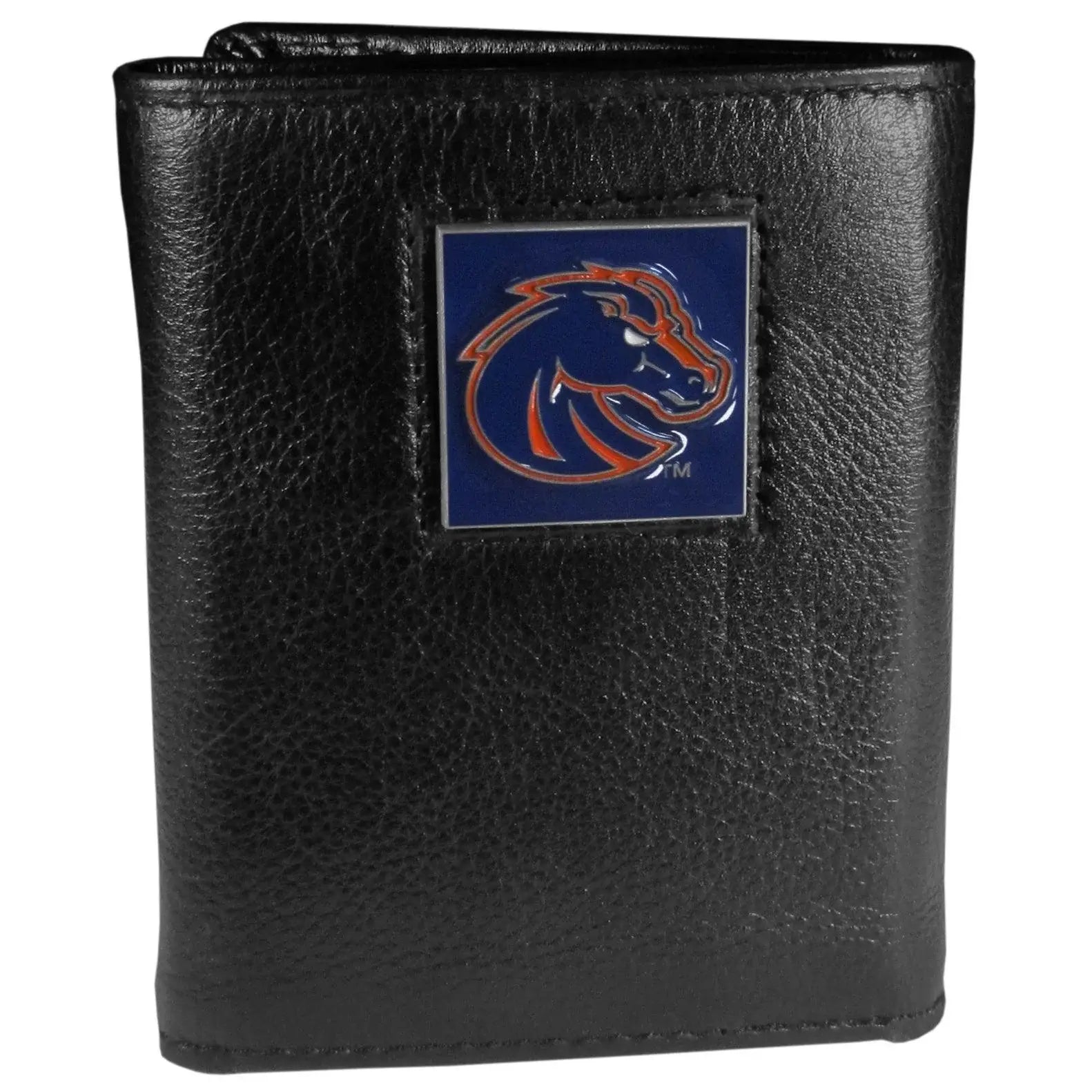 Boise St. Broncos Deluxe Leather Tri-fold Wallet Packaged in Gift Box - Siskiyou Buckle - Flyclothing LLC