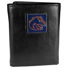 Boise St. Broncos Deluxe Leather Tri-fold Wallet Packaged in Gift Box - Siskiyou Buckle