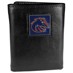 Boise St. Broncos Deluxe Leather Tri-fold Wallet Packaged in Gift Box - Flyclothing LLC