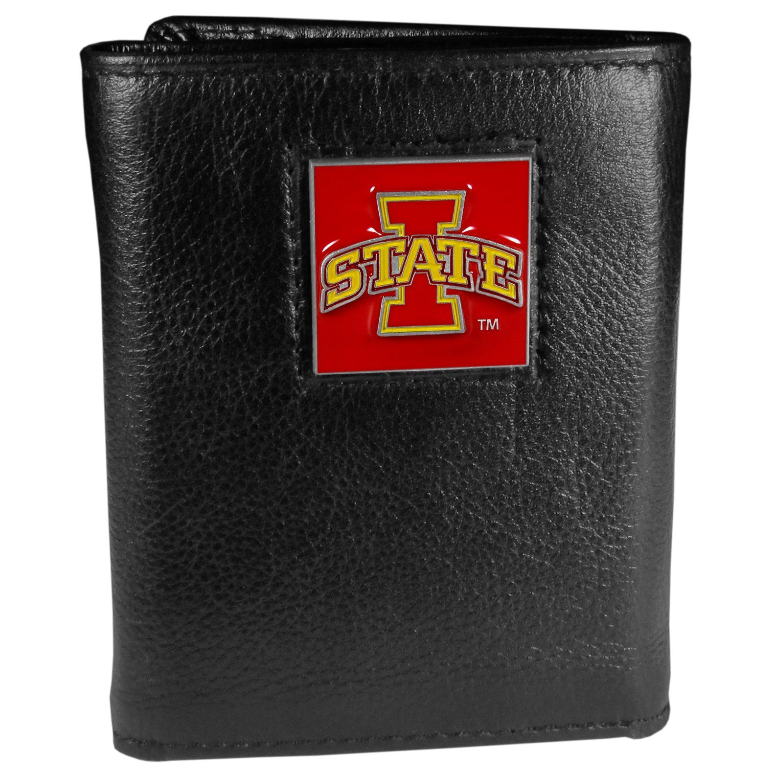 Iowa St. Cyclones Deluxe Leather Tri-fold Wallet Packaged in Gift Box - Flyclothing LLC