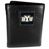 BYU Cougars Deluxe Leather Tri-fold Wallet Packaged in Gift Box - Siskiyou Buckle