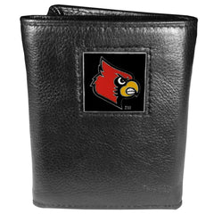 Louisville Cardinals Deluxe Leather Tri-fold Wallet Packaged in Gift Box - Flyclothing LLC