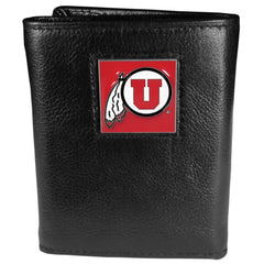 Utah Utes Deluxe Leather Tri-fold Wallet Packaged in Gift Box - Flyclothing LLC
