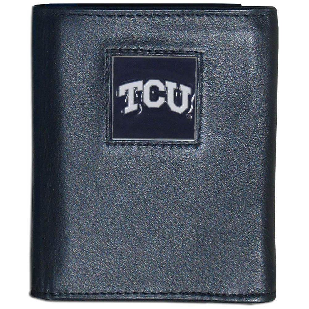 TCU Horned Frogs Leather Tri-fold Wallet - Siskiyou Buckle - Flyclothing LLC