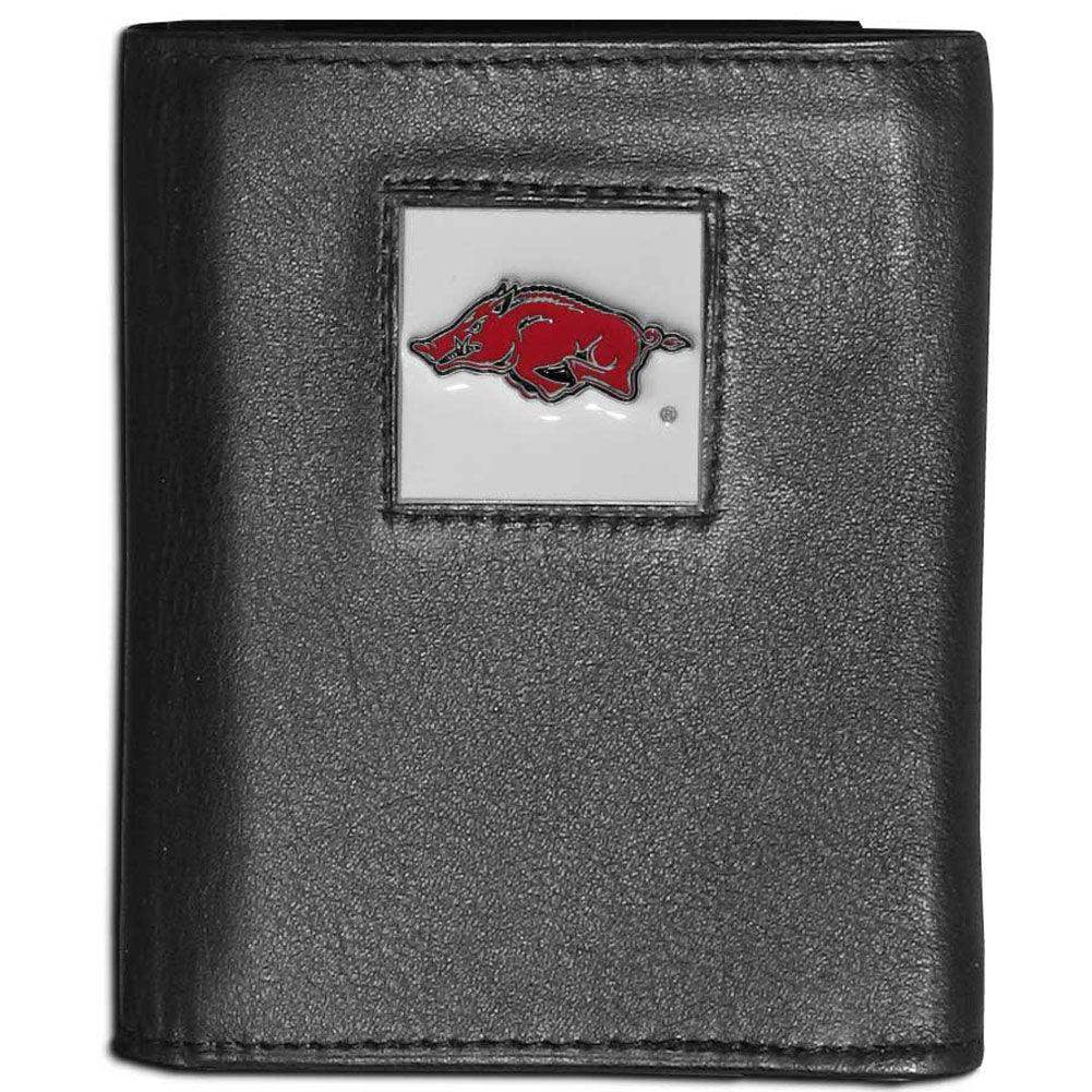 Arkansas Razorbacks Leather Tri-fold Wallet - Siskiyou Buckle - Flyclothing LLC