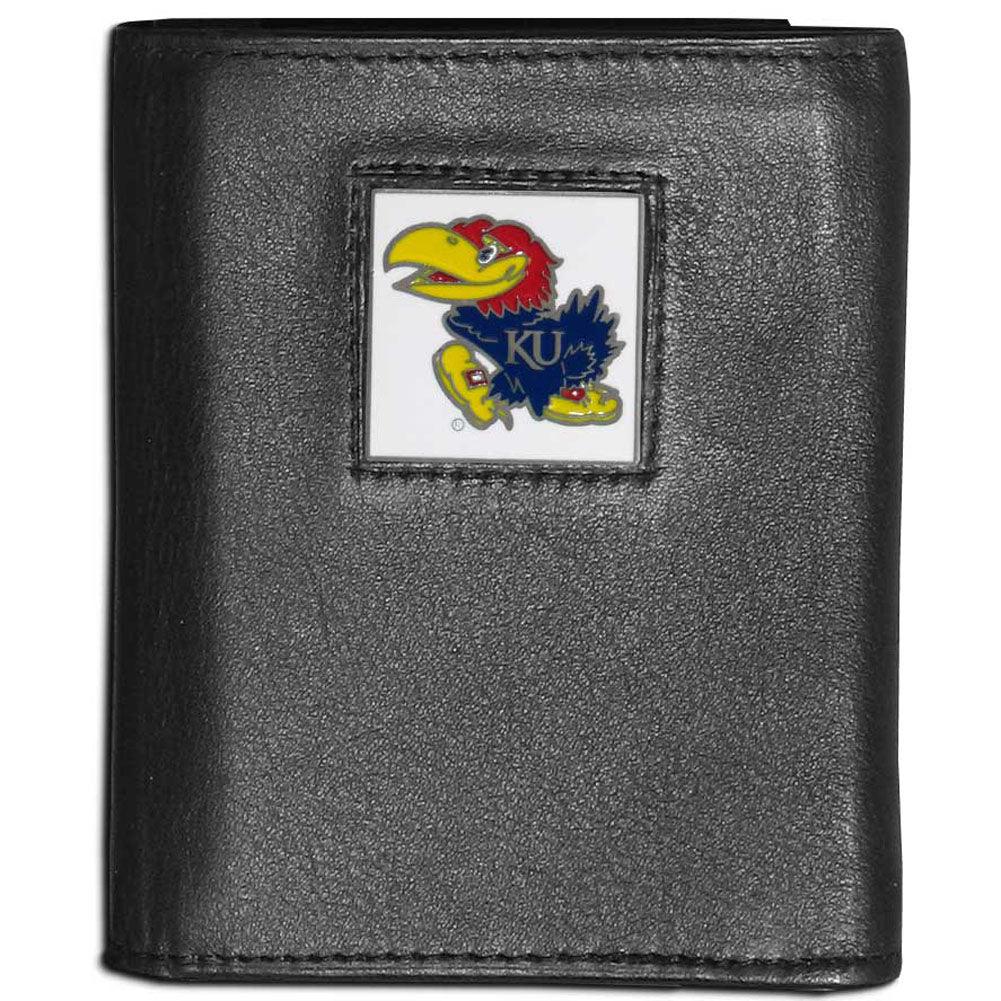 Kansas Jayhawks Leather Tri-fold Wallet - Flyclothing LLC