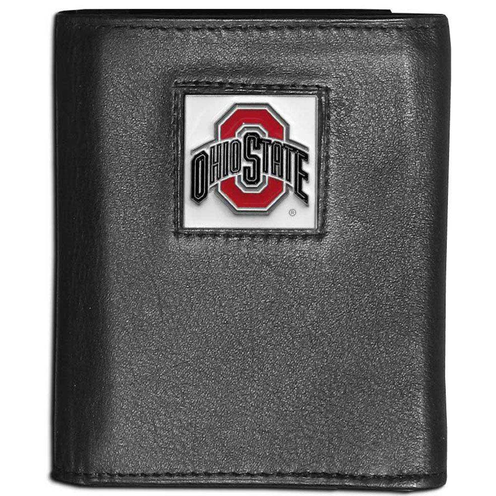 Ohio St. Buckeyes Leather Tri-fold Wallet - Siskiyou Buckle - Flyclothing LLC