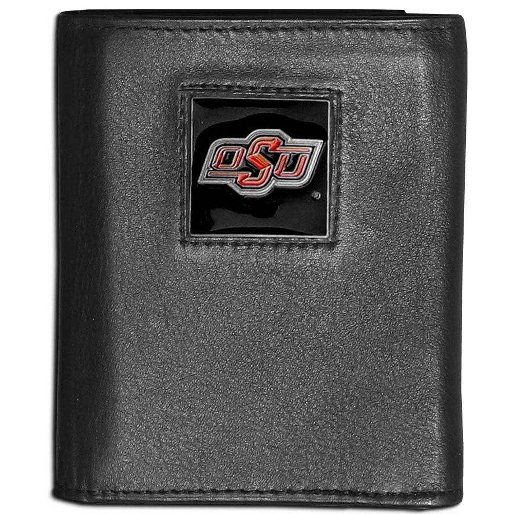 Oklahoma State Cowboys Leather Tri-fold Wallet - Siskiyou Buckle - Flyclothing LLC