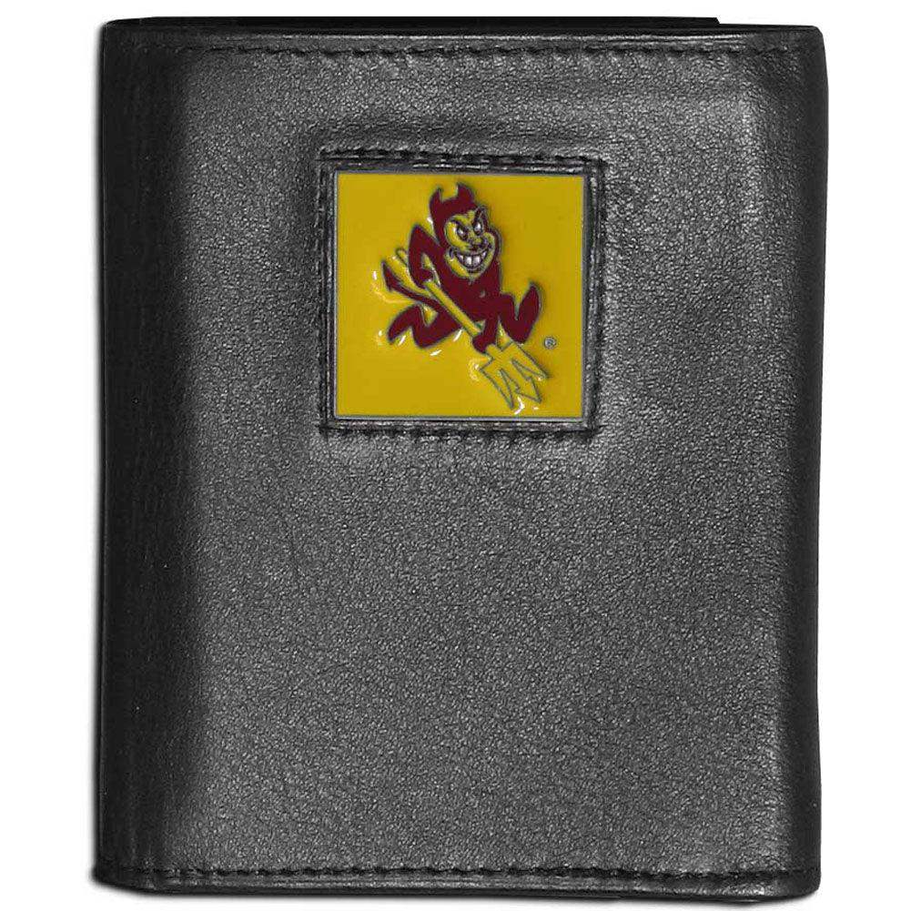 Arizona St. Sun Devils Leather Tri-fold Wallet - Siskiyou Buckle - Flyclothing LLC