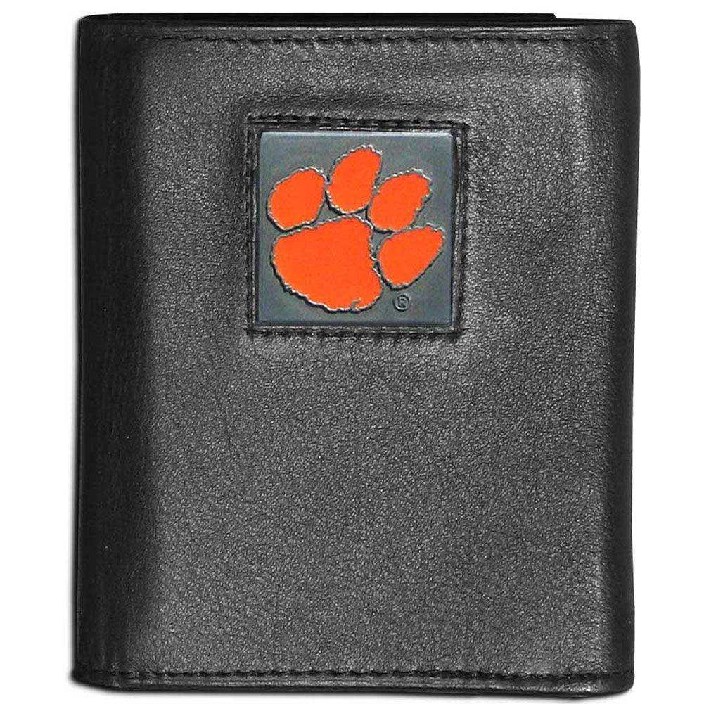 Clemson Tigers Leather Tri-fold Wallet - Siskiyou Buckle - Flyclothing LLC