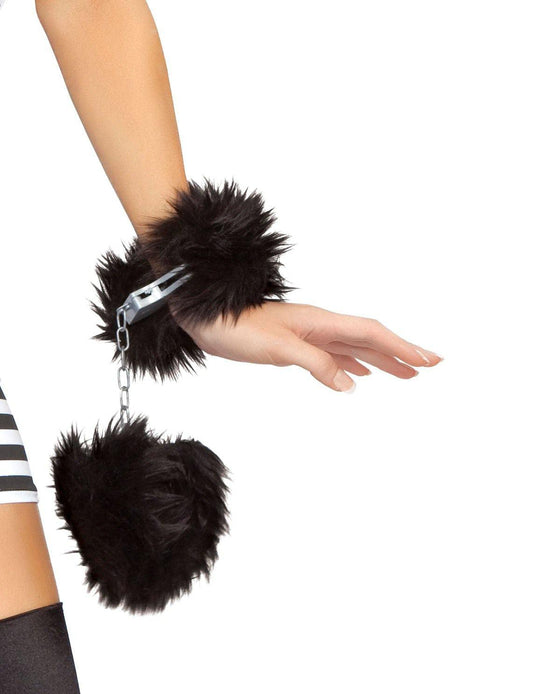 Roma Costume Fur Trimmed Handcuffs - Roma Costume