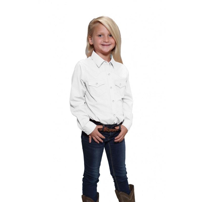 Cumberland Outfitters Girls White Solid Snap Shirt - Flyclothing LLC