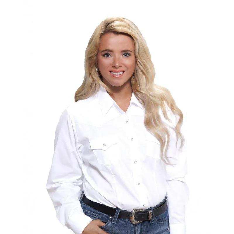 Cumberland Outfitters Ladies White Solid Snap Shirt - Cumberland Outfitters - Flyclothing LLC