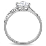 Alamode High polished (no plating) Stainless Steel Ring with AAA Grade CZ in Clear - Alamode - Flyclothing LLC