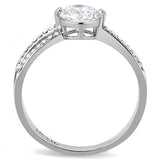 Alamode High polished (no plating) Stainless Steel Ring with AAA Grade CZ in Clear - Alamode - Flyclothing LLC