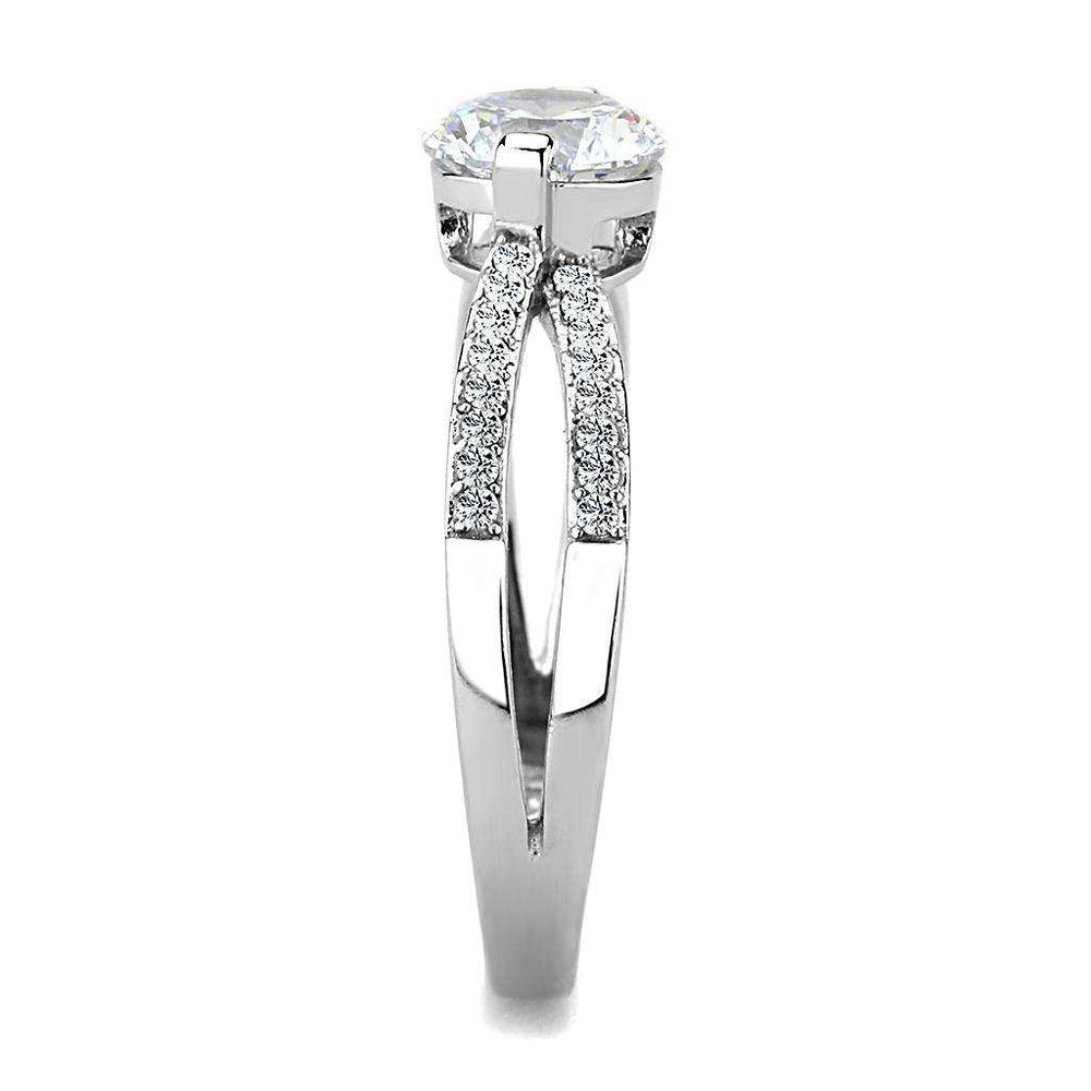 Alamode High polished (no plating) Stainless Steel Ring with AAA Grade CZ in Clear - Alamode - Flyclothing LLC