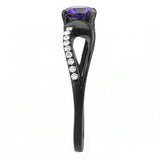 Alamode IP Black(Ion Plating) Stainless Steel Ring with AAA Grade CZ in Amethyst - Alamode - Flyclothing LLC