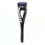 Alamode IP Black(Ion Plating) Stainless Steel Ring with AAA Grade CZ in Amethyst - Alamode - Flyclothing LLC