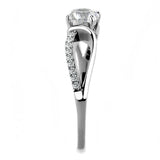 Alamode High polished (no plating) Stainless Steel Ring with AAA Grade CZ in Clear - Alamode - Flyclothing LLC