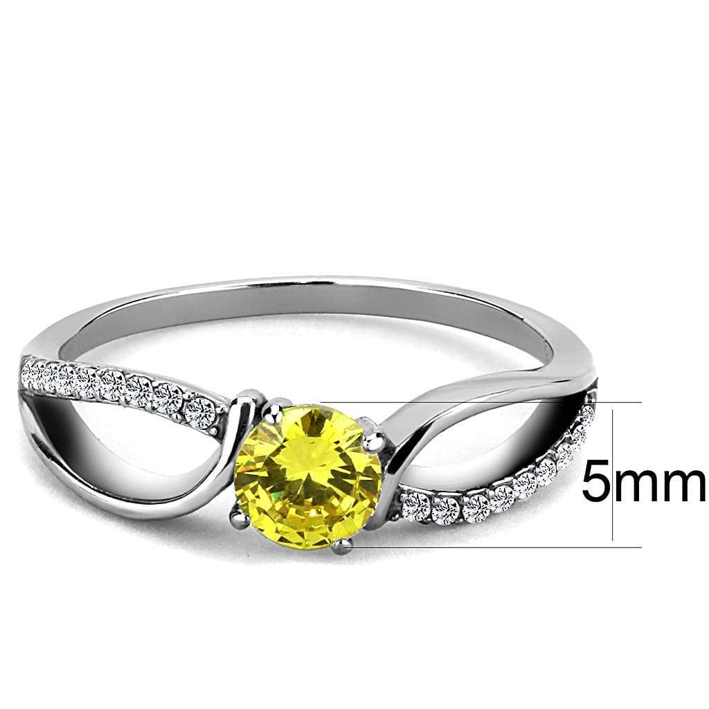 Alamode High polished (no plating) Stainless Steel Ring with AAA Grade CZ in Topaz - Alamode - Flyclothing LLC