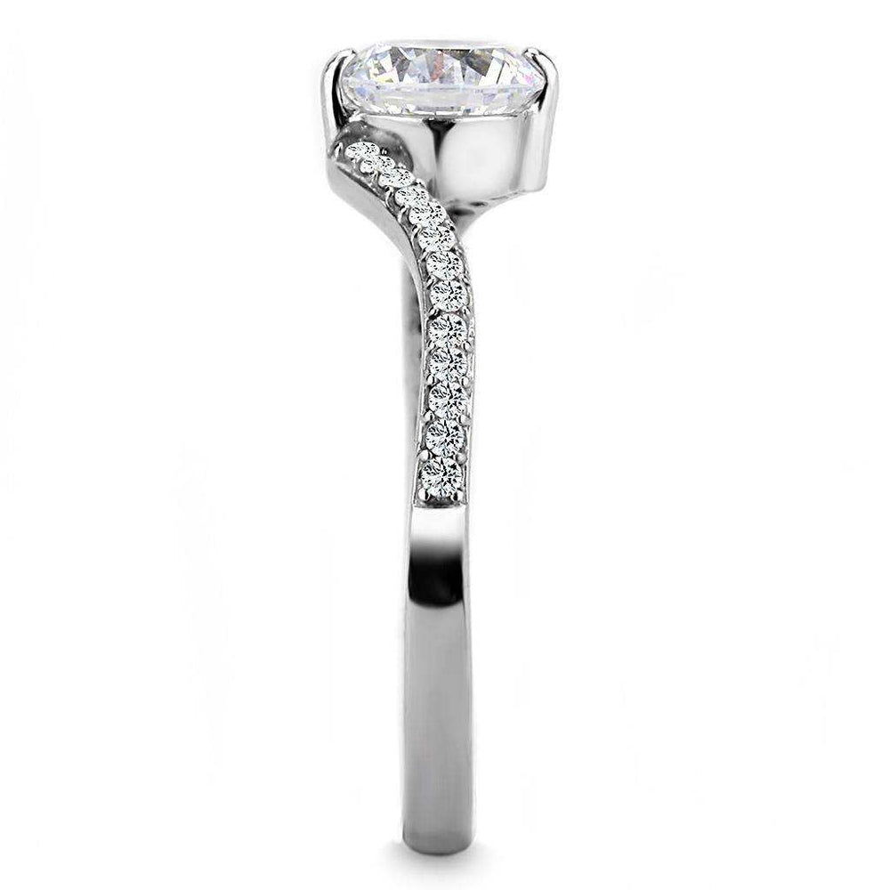 Alamode High polished (no plating) Stainless Steel Ring with AAA Grade CZ in Clear - Alamode - Flyclothing LLC