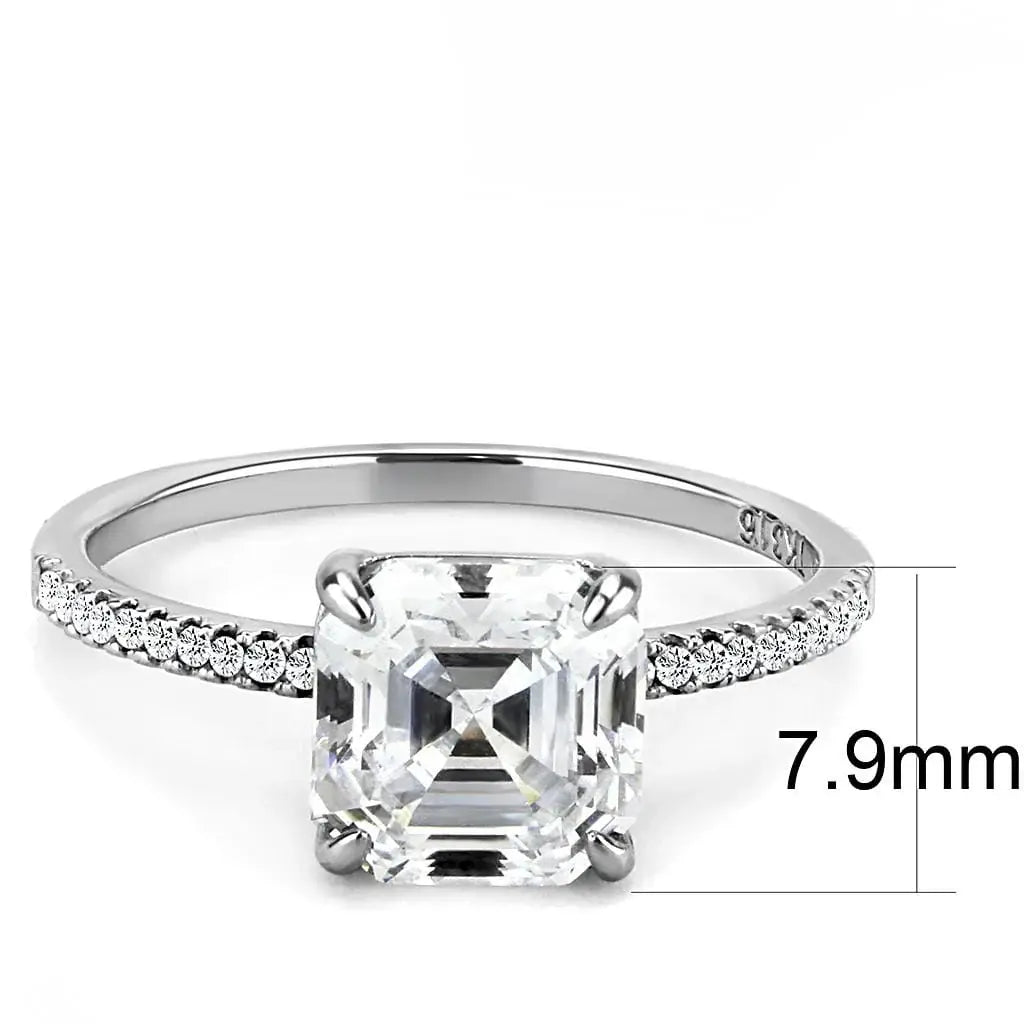 Alamode High polished (no plating) Stainless Steel Ring with Cubic in Clear - Alamode - Flyclothing LLC