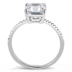 Alamode High polished (no plating) Stainless Steel Ring with Cubic in Clear - Alamode