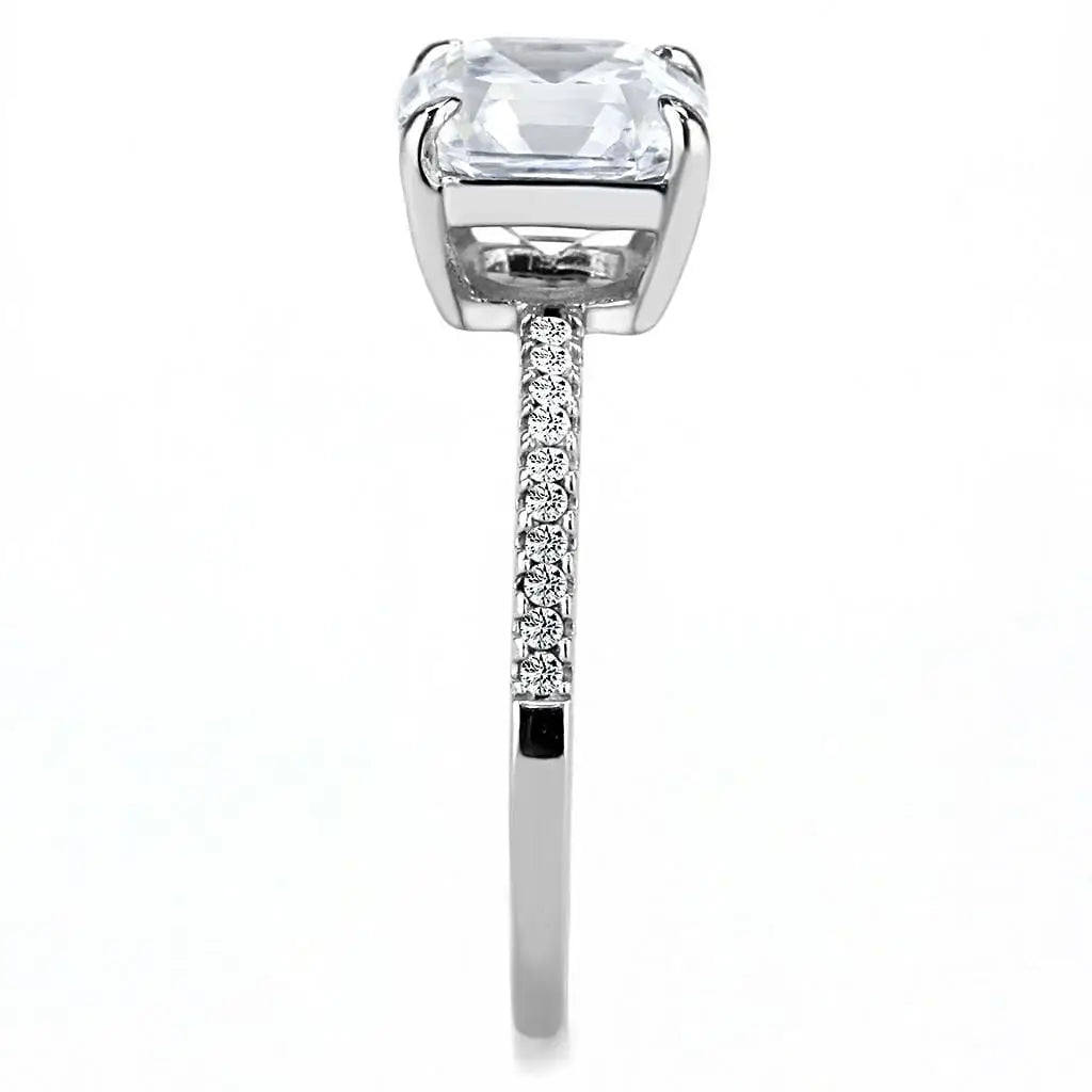 Alamode High polished (no plating) Stainless Steel Ring with Cubic in Clear - Alamode - Flyclothing LLC