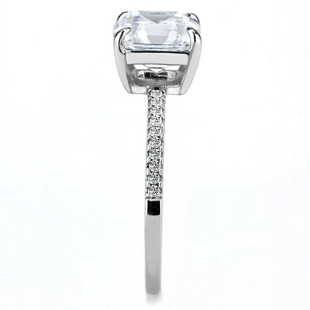 Alamode High polished (no plating) Stainless Steel Ring with Cubic in Clear - Alamode - Flyclothing LLC