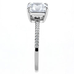 Alamode High polished (no plating) Stainless Steel Ring with Cubic in Clear - Alamode