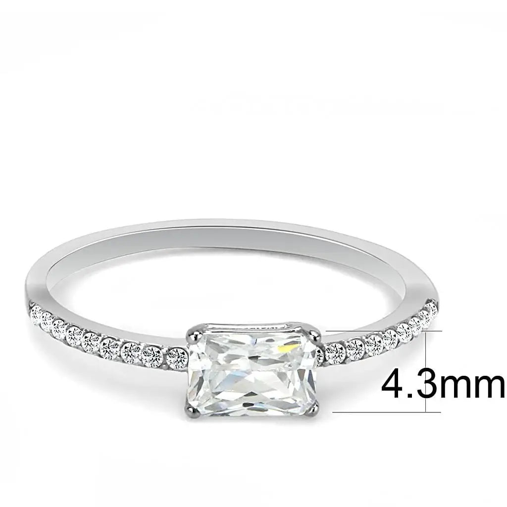 Alamode High polished (no plating) Stainless Steel Ring with Cubic in Clear - Alamode - Flyclothing LLC