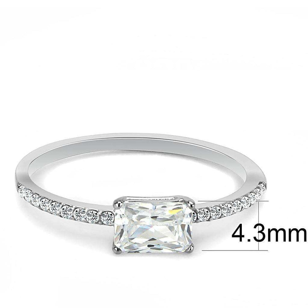 Alamode High polished (no plating) Stainless Steel Ring with Cubic in Clear - Alamode - Flyclothing LLC