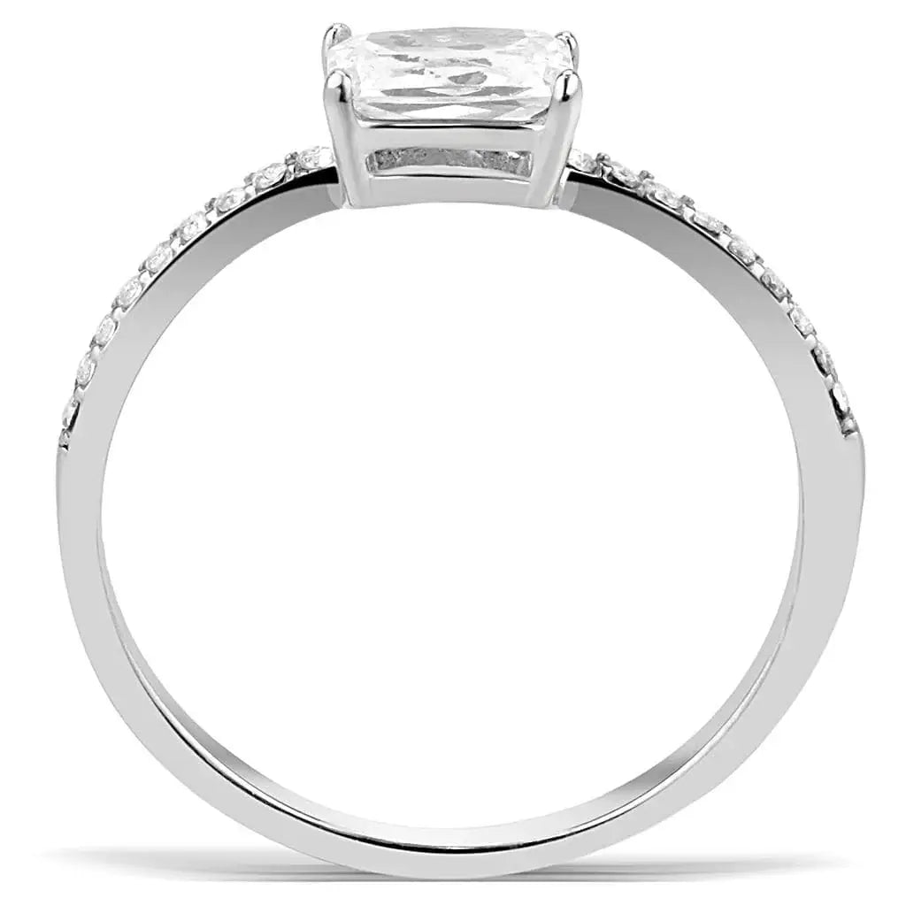 Alamode High polished (no plating) Stainless Steel Ring with Cubic in Clear - Alamode - Flyclothing LLC