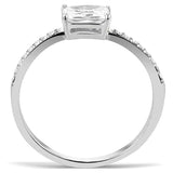 Alamode High polished (no plating) Stainless Steel Ring with Cubic in Clear - Alamode - Flyclothing LLC