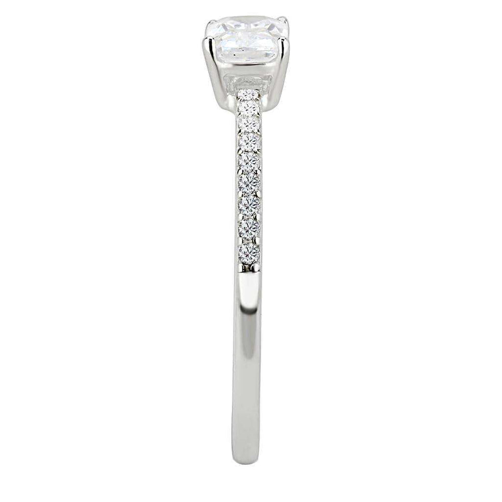 Alamode High polished (no plating) Stainless Steel Ring with Cubic in Clear - Alamode - Flyclothing LLC