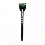 Alamode IP Black(Ion Plating) Stainless Steel Ring with AAA Grade CZ in Emerald - Alamode - Flyclothing LLC