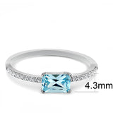 Alamode High polished (no plating) Stainless Steel Ring with AAA Grade CZ in Sea Blue - Alamode