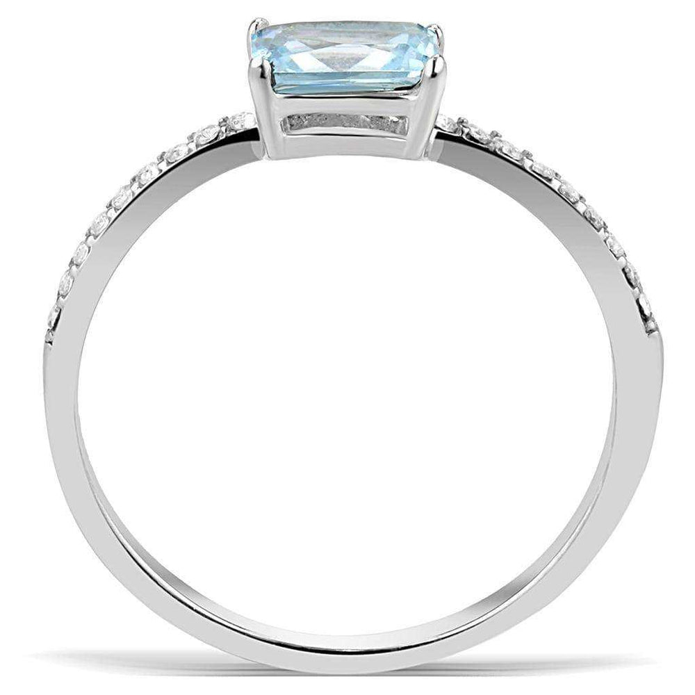Alamode High polished (no plating) Stainless Steel Ring with AAA Grade CZ in Sea Blue - Alamode - Flyclothing LLC