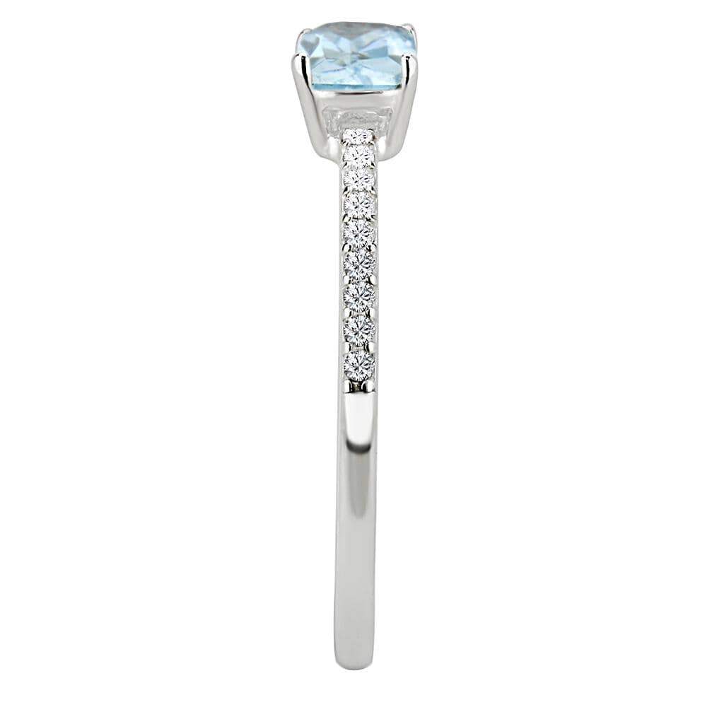 Alamode High polished (no plating) Stainless Steel Ring with AAA Grade CZ in Sea Blue - Alamode - Flyclothing LLC