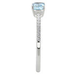 Alamode High polished (no plating) Stainless Steel Ring with AAA Grade CZ in Sea Blue - Alamode