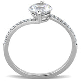 Alamode High polished (no plating) Stainless Steel Ring with AAA Grade CZ in Clear - Alamode