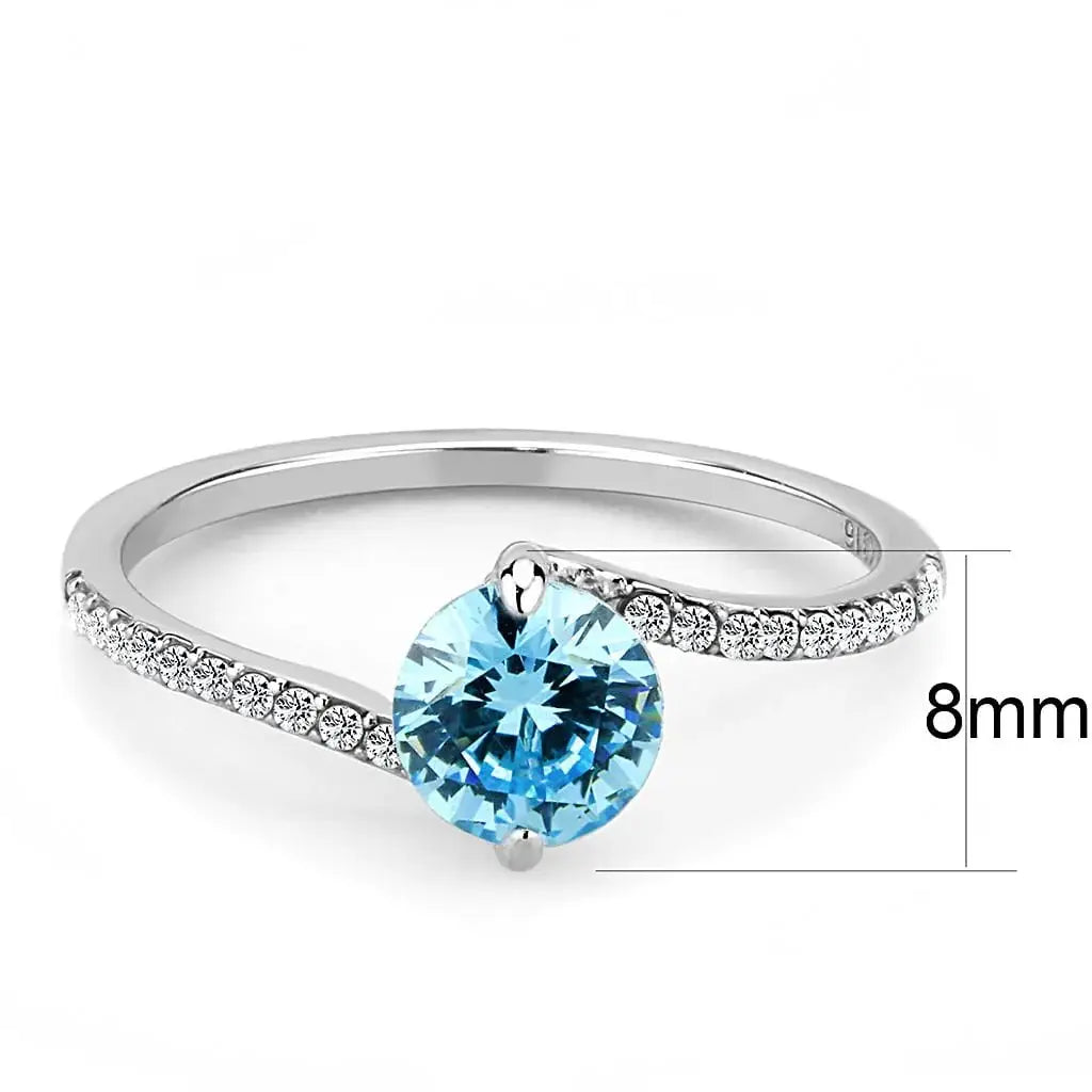 Alamode High polished (no plating) Stainless Steel Ring with AAA Grade CZ in Sea Blue - Alamode - Flyclothing LLC