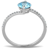 Alamode High polished (no plating) Stainless Steel Ring with AAA Grade CZ in Sea Blue - Alamode - Flyclothing LLC