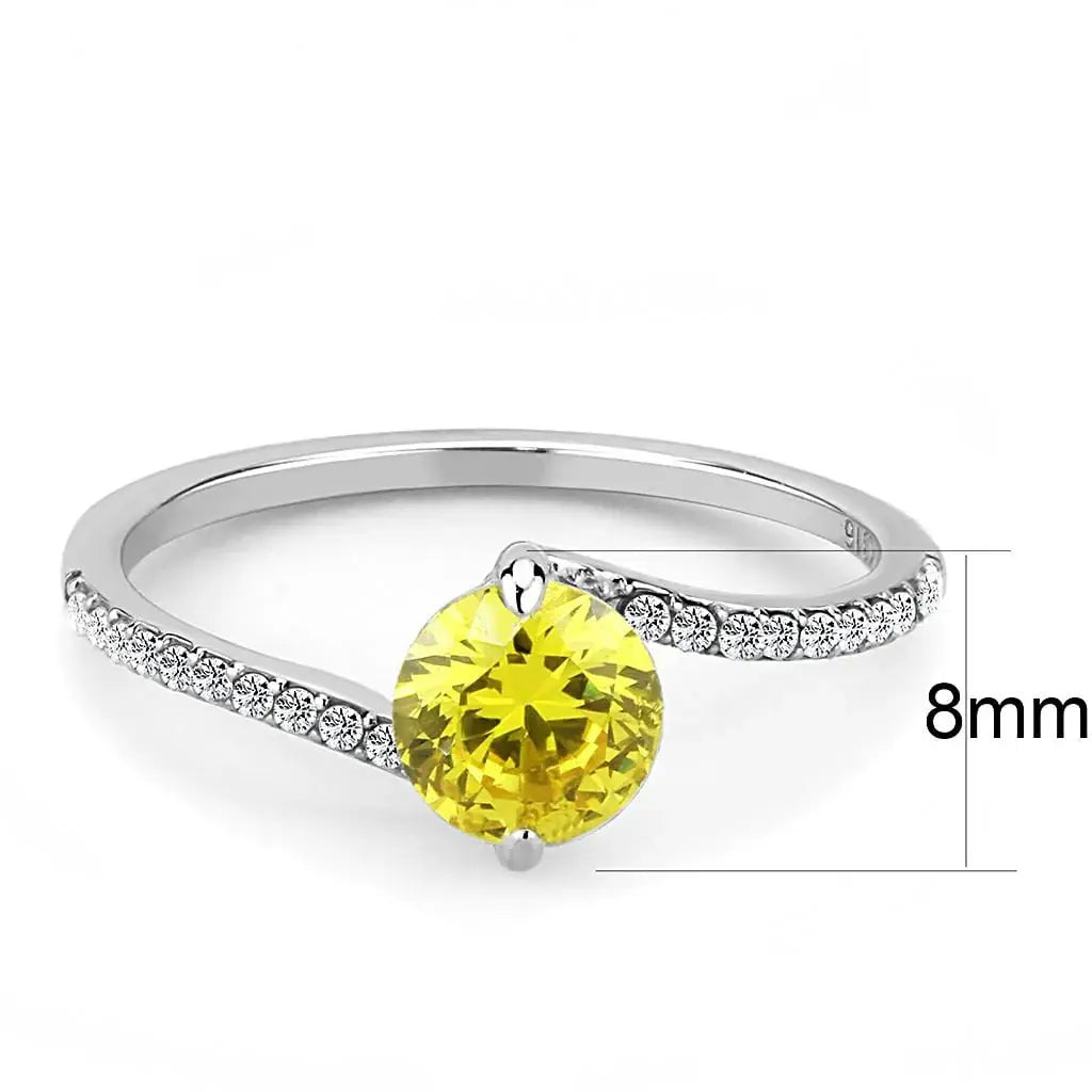 Alamode High polished (no plating) Stainless Steel Ring with AAA Grade CZ in Topaz - Alamode - Flyclothing LLC