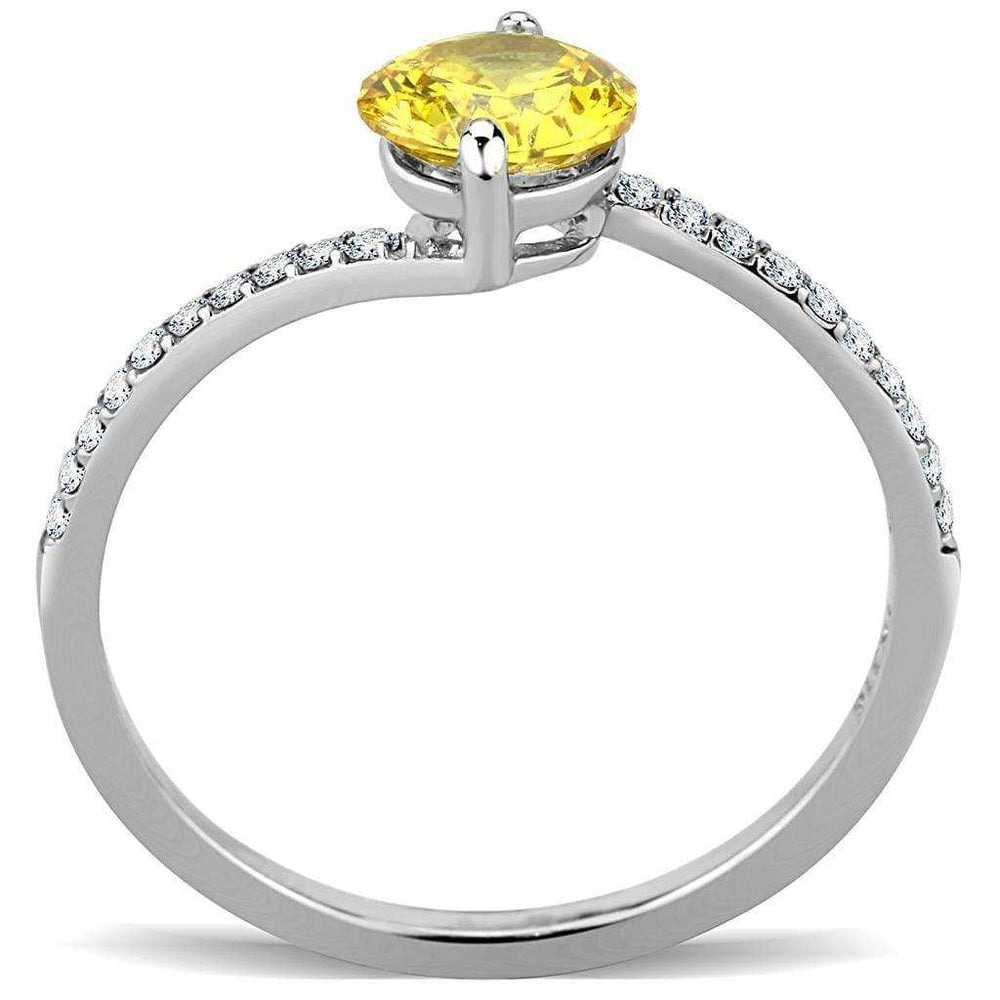 Alamode High polished (no plating) Stainless Steel Ring with AAA Grade CZ in Topaz - Alamode - Flyclothing LLC