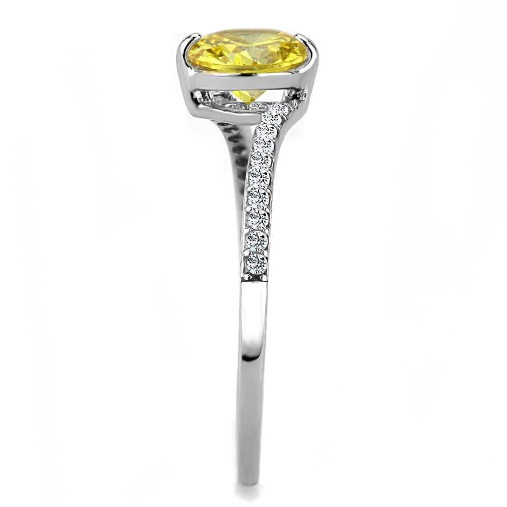 Alamode High polished (no plating) Stainless Steel Ring with AAA Grade CZ in Topaz - Alamode - Flyclothing LLC