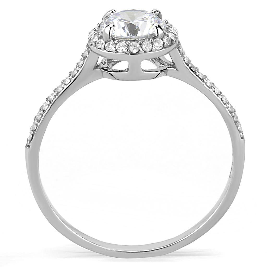 Alamode High polished (no plating) Stainless Steel Ring with AAA Grade CZ in Clear - Alamode